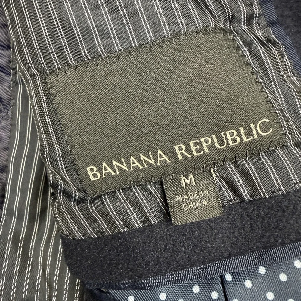 Banana Republic Coat Mens Medium Blue Nova Fides Wool Overcoat Button Front